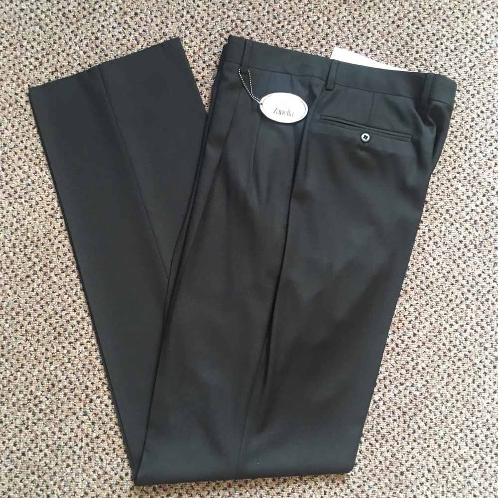 Zanella platinum pants black 34 loro piana tasmanian new nwt Italy super 120s 08 - Picture 2 of 10